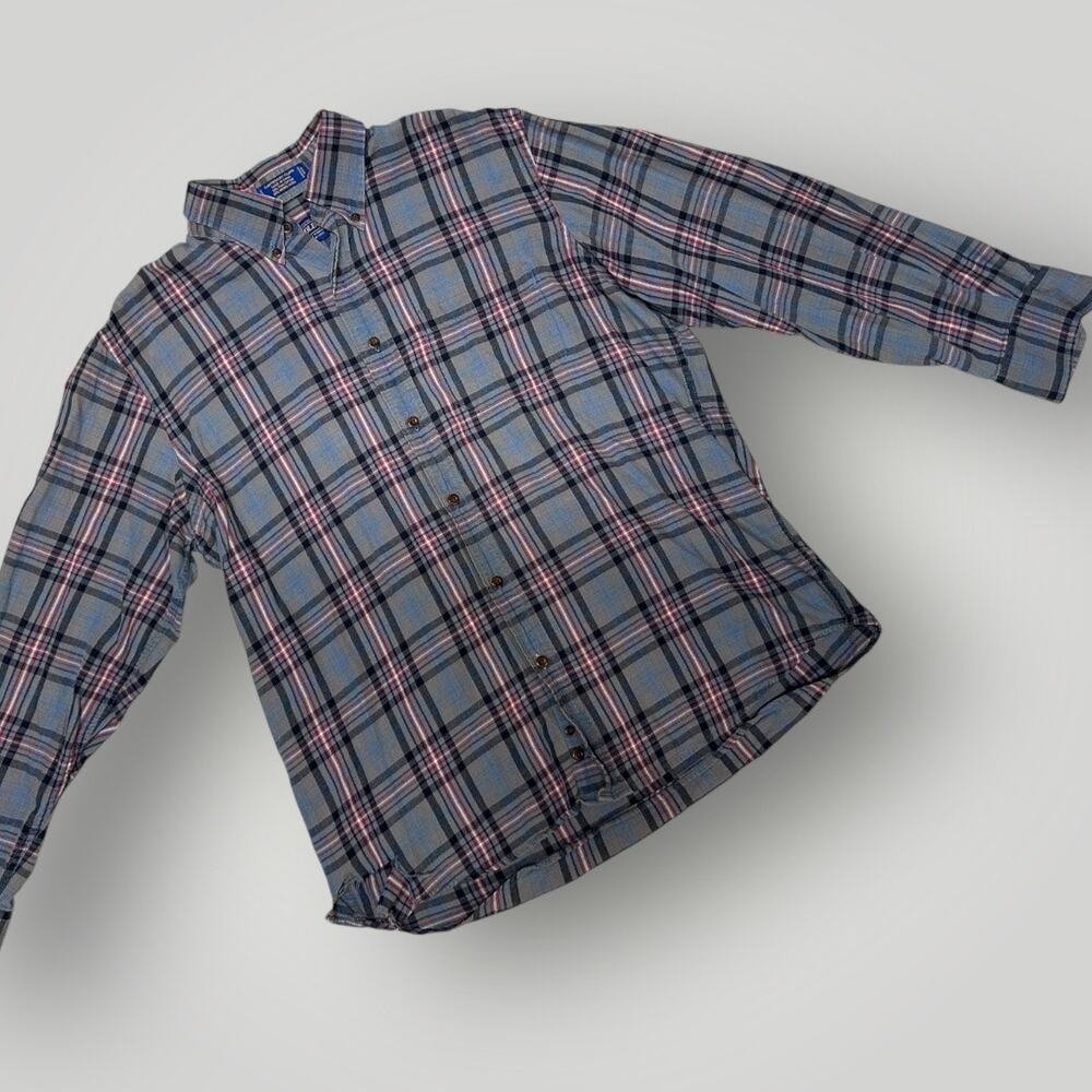 Pendleton Plaid Flannel Shirt Men’s Large Blue Wool Cotton Button Down M02
